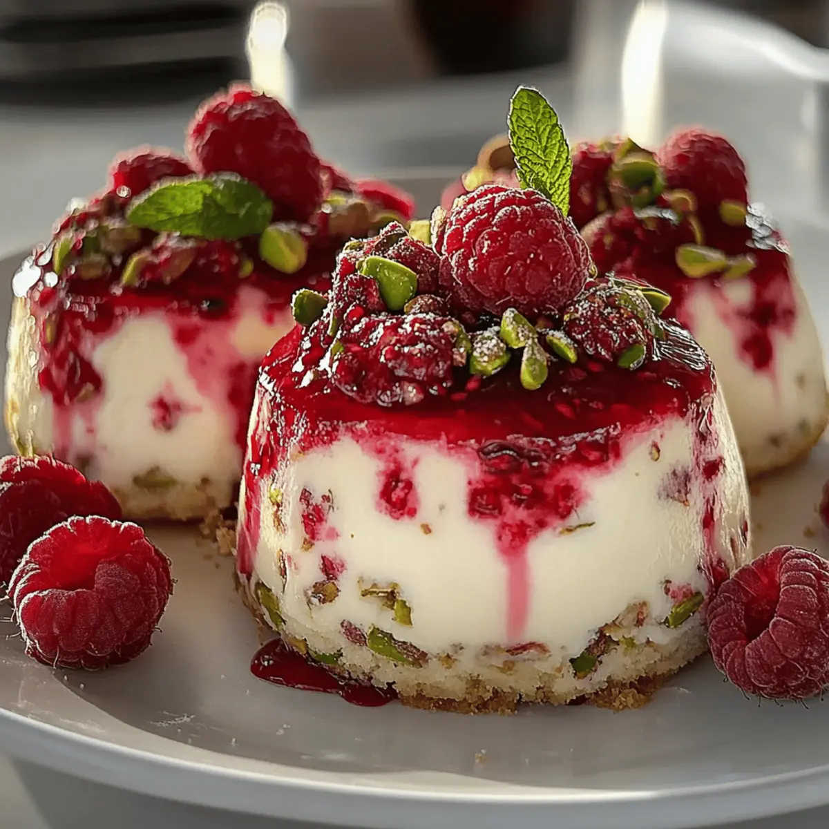 Pistachio & Raspberry Cheesecake Domes