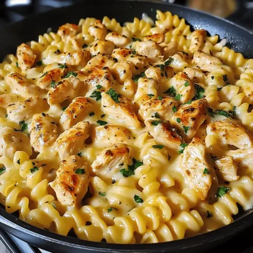 Cheesy Cajun Garlic Chicken Rotini Skillet