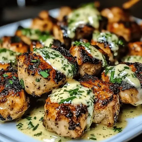 Delicious Grilled Chicken Bites with Creamy Garlic Sauce