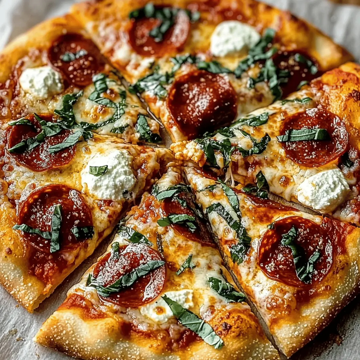 Hot Honey Pepperoni Pizza with Ricotta