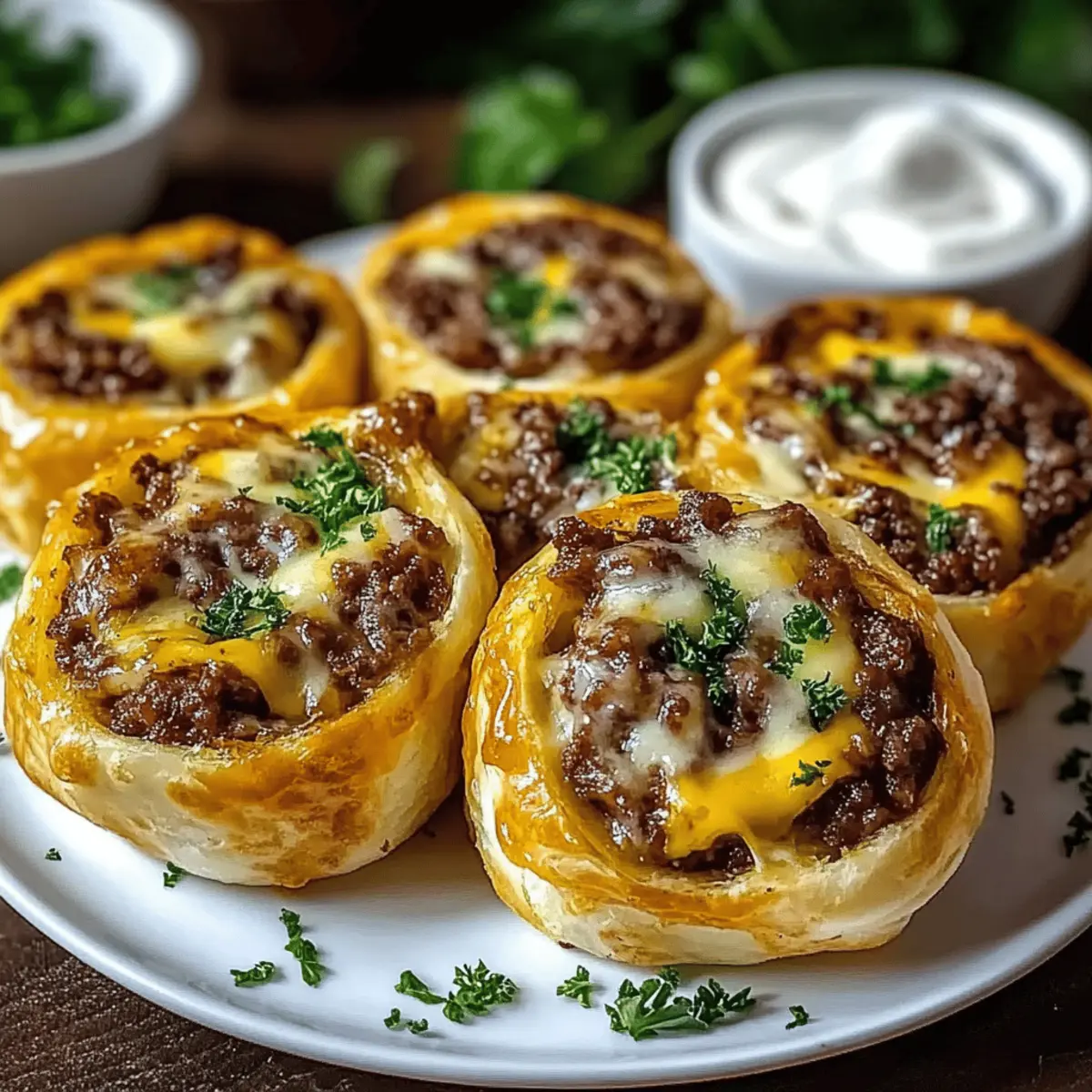 Savory Cheeseburger Rollups with Butter
