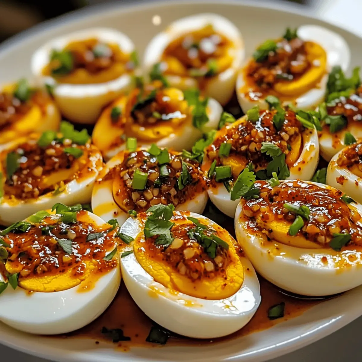 Spicy Chili Garlic Deviled Eggs e8kvca
