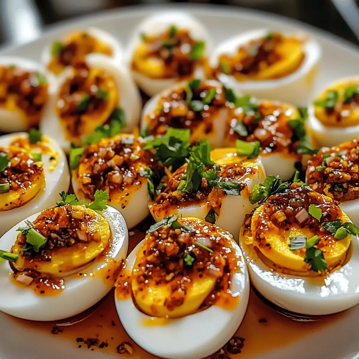 Spicy Chili Garlic Deviled Eggs kh7l4o