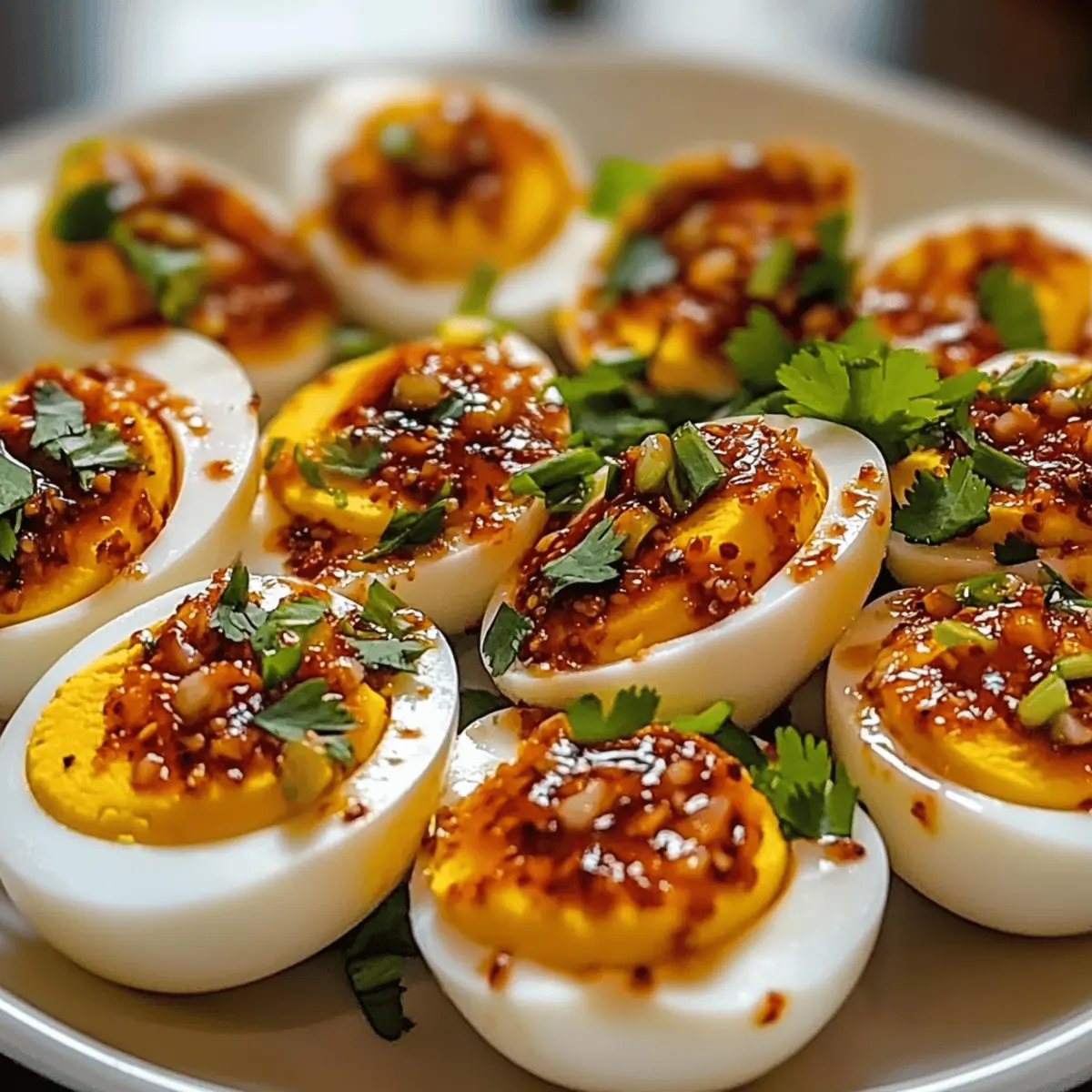 Spicy Chili Garlic Deviled Eggs sh45cl