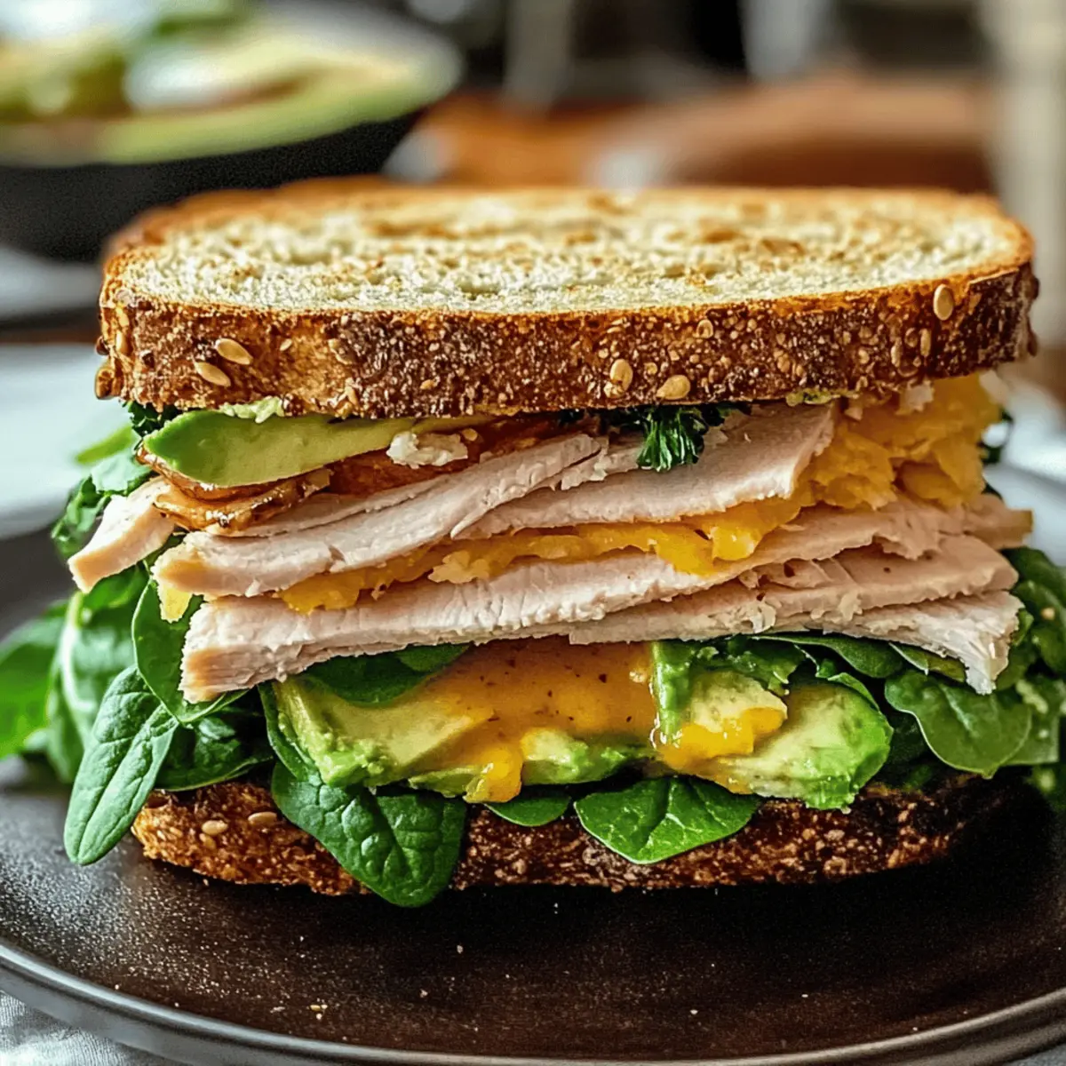 Mustard Turkey Avocado Sandwich jyhvdi