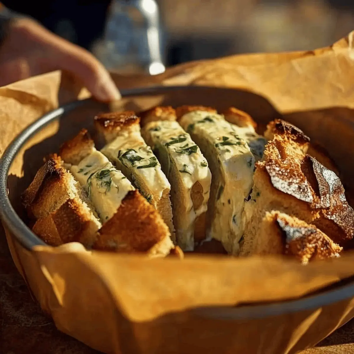 Dutch Oven Cheesy Pull Apart Garlic Bread av2zdu
