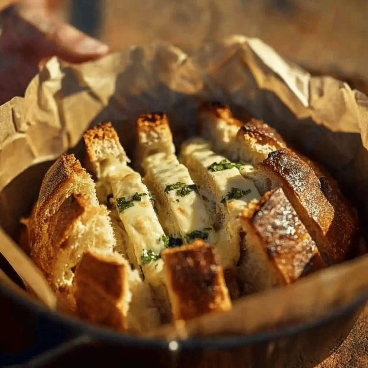 Dutch Oven Cheesy Pull Apart Garlic Bread jcoge5