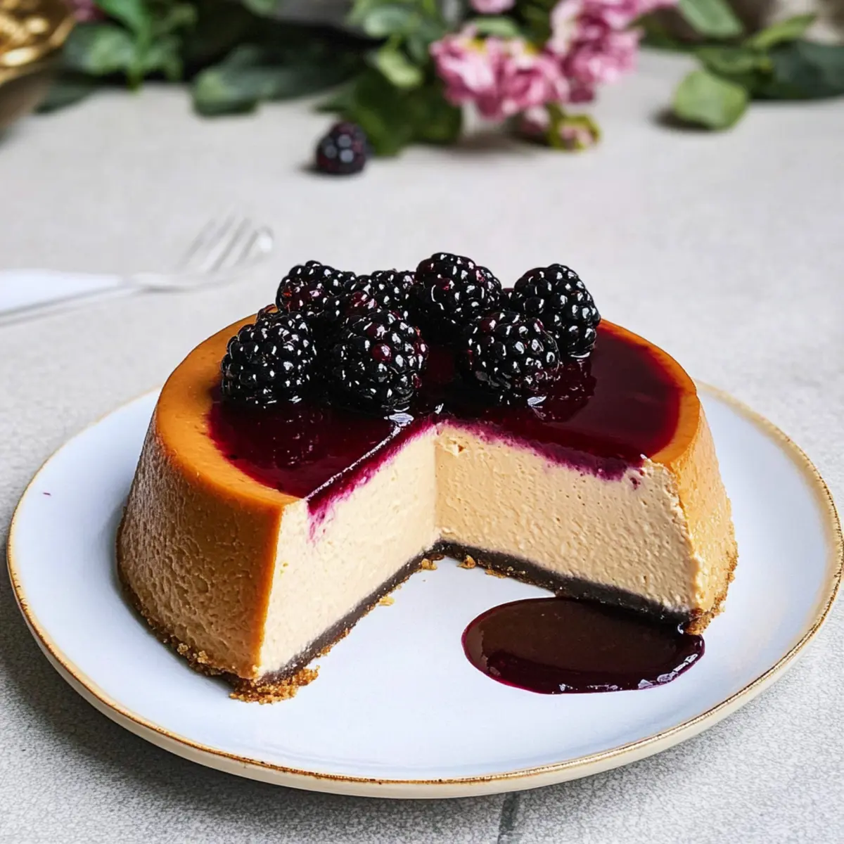 Indulge in London Fog Basque Cheesecake with Blackberry Sauce 3 London Fog Basque Cheesecake with Blackberry Sauce sjbkj1