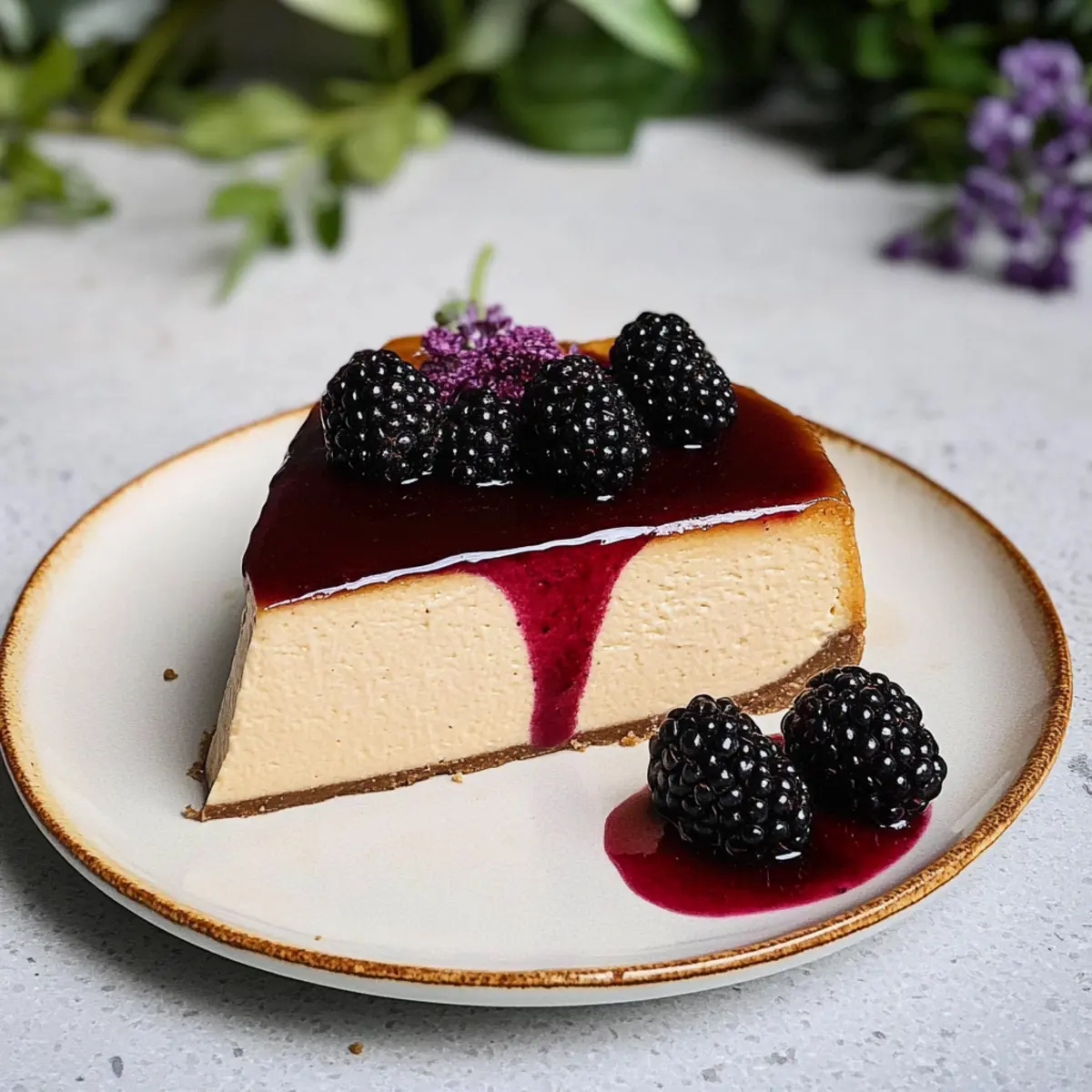 Indulge in London Fog Basque Cheesecake with Blackberry Sauce 1 London Fog Basque Cheesecake with Blackberry Sauce wcpvck
