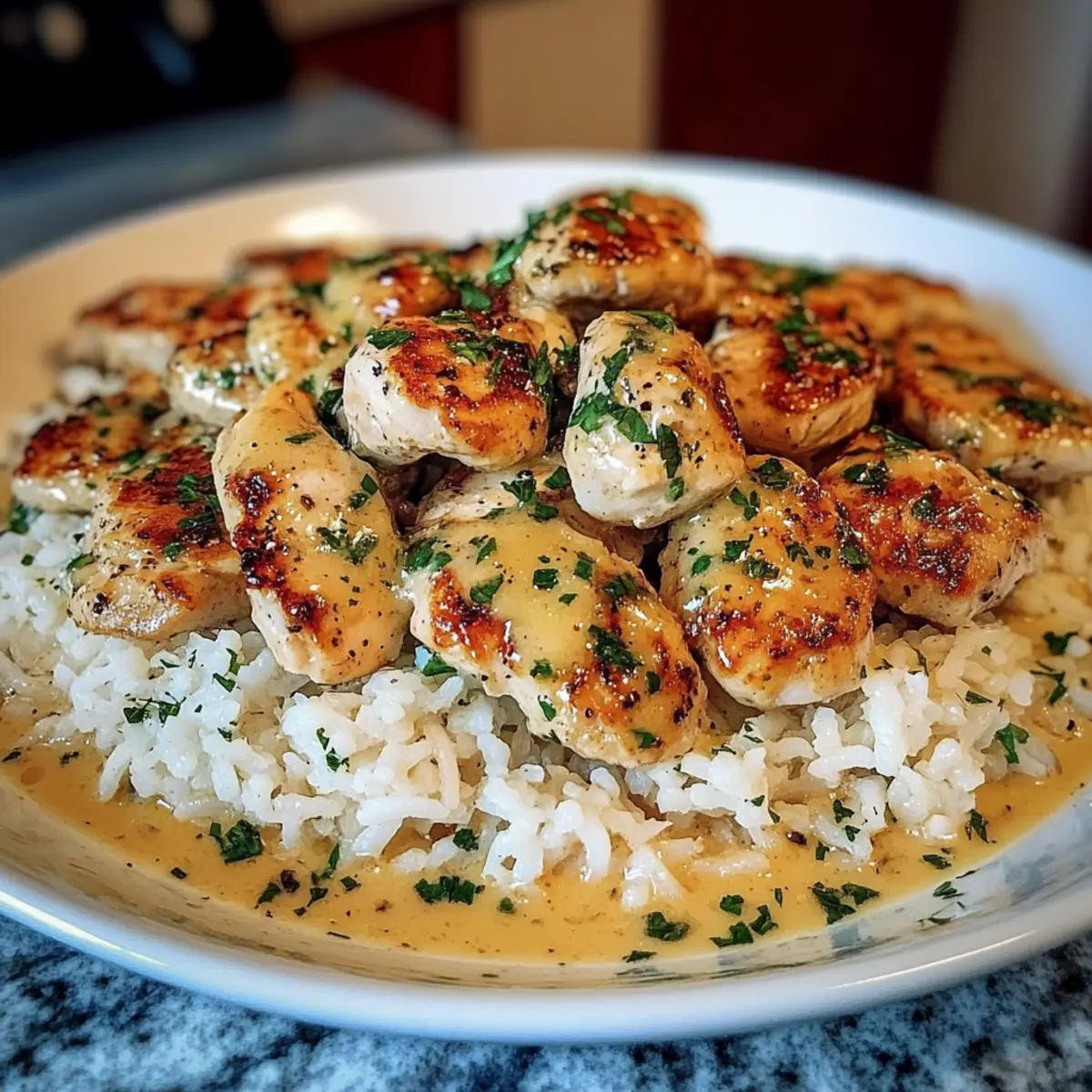 Savory Chicken Scampi with Creamy Garlic Parmesan Rice Delight 4 Chicken Scampi with Creamy Garlic Parmesan Rice