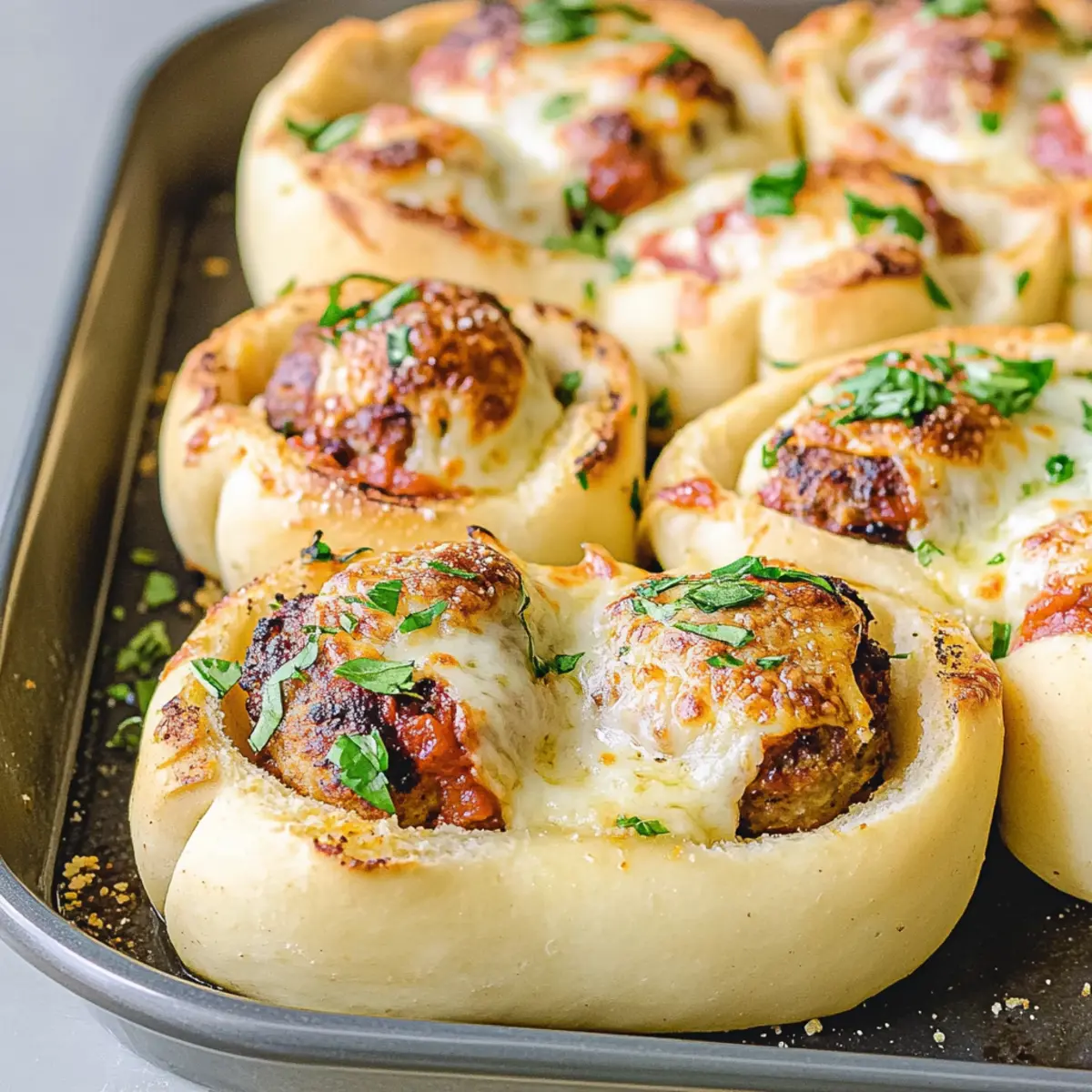 Meatball Stuffed Garlic Bread