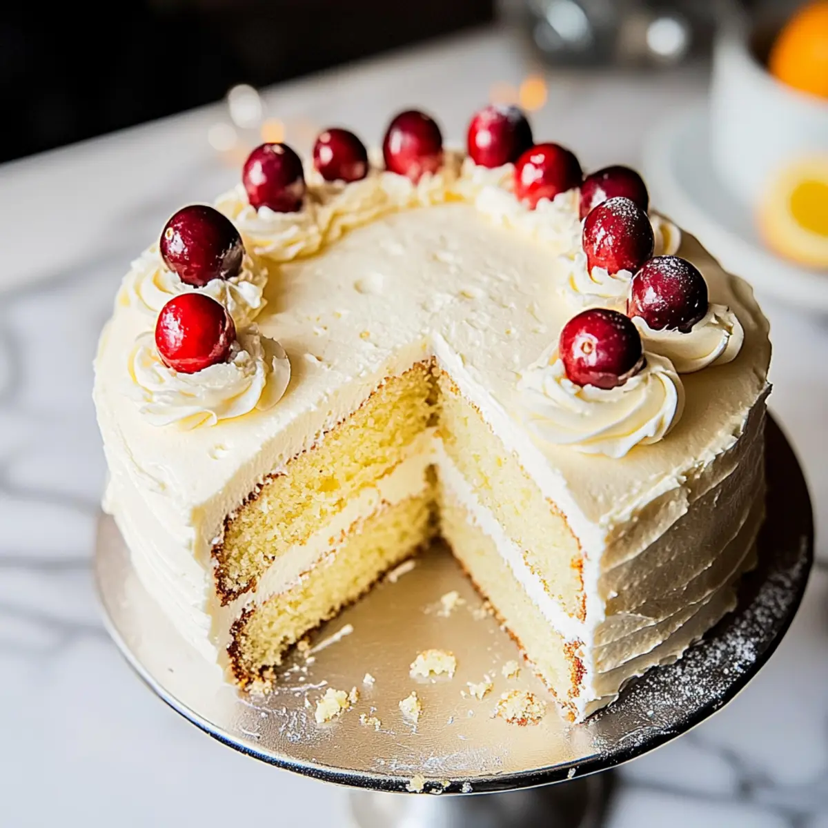 Cranberry Christmas Cake with Orange Cream Cheese Icing